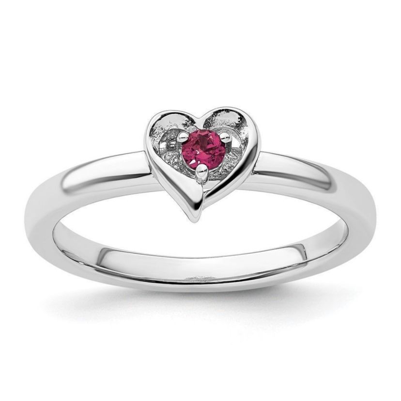 Lab Created 1/10 ct. t.w. Created Ruby Stackable Expressions Heart Ring in Sterling Silver