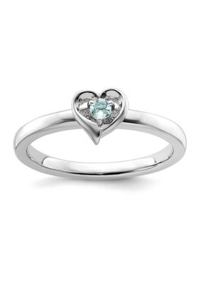 Belk & Co. Sterling Silver Aquamarine and Diamond Heart Ring | belk