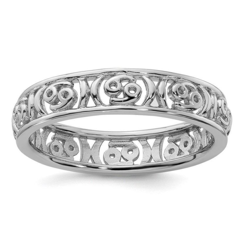 Sterling Silver Stackable Expressions Cancer Zodiac Ring