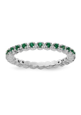 Belk & Co Lab Created 1/3 ct. t.w. Created Emerald Stackable Expressions Ring in Sterling Silver