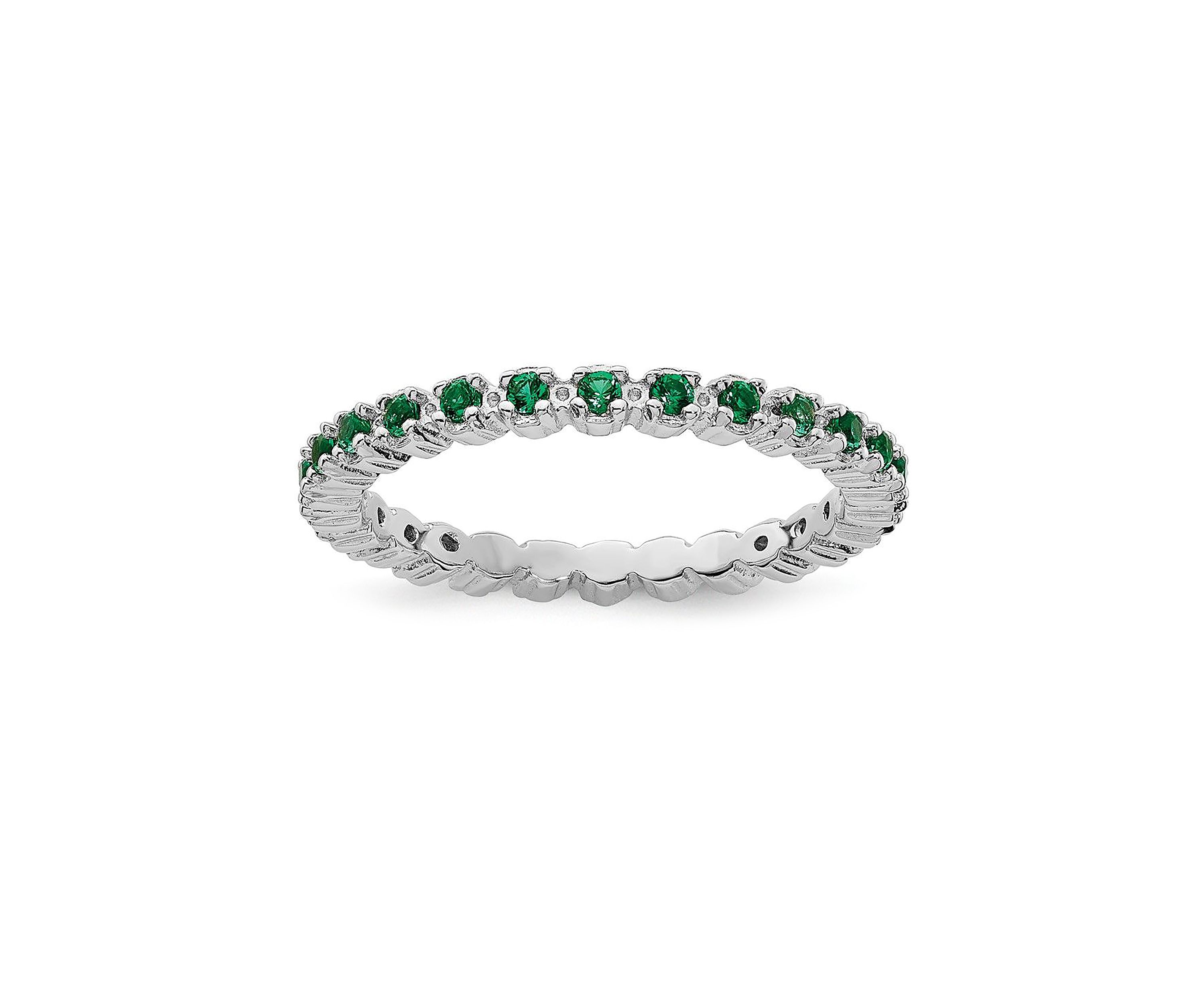 Lab Created 1/3 ct. t.w. Created Emerald Stackable Expressions Ring in Sterling Silver