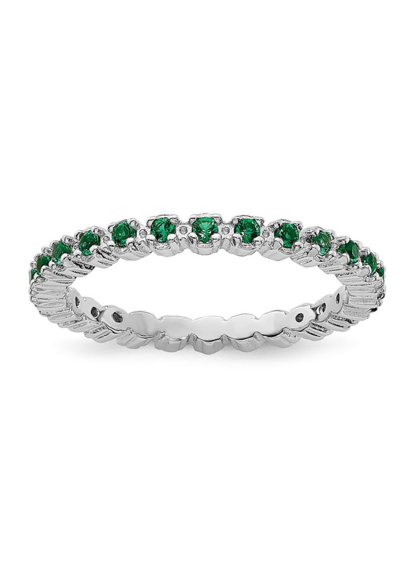 Lab Created 1/3 ct. t.w. Created Emerald Stackable Expressions Ring in Sterling Silver