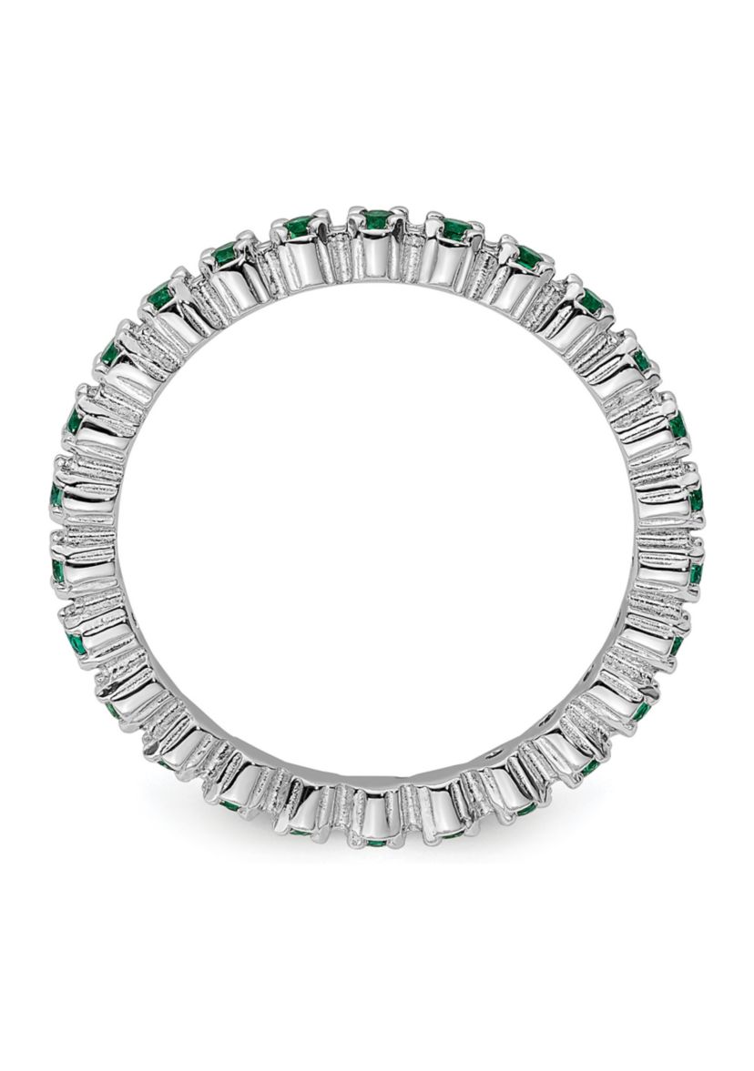 Lab Created 1/3 ct. t.w. Created Emerald Stackable Expressions Ring in Sterling Silver