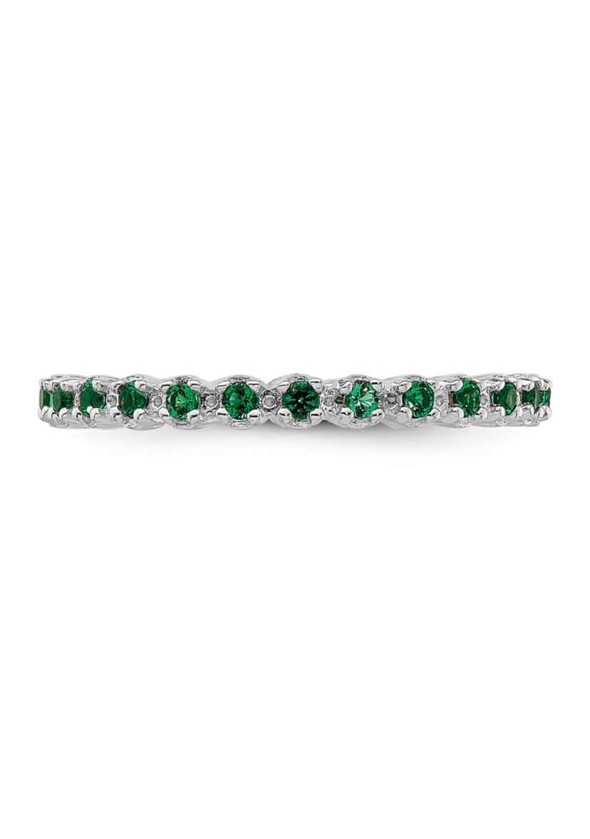 Lab Created 1/3 ct. t.w. Created Emerald Stackable Expressions Ring in Sterling Silver