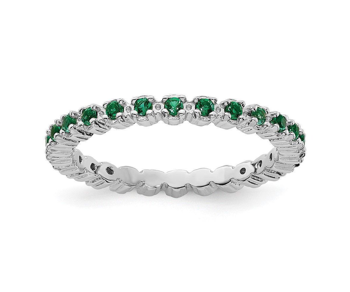 Lab Created 1/3 ct. t.w. Created Emerald Stackable Expressions Ring in Sterling Silver
