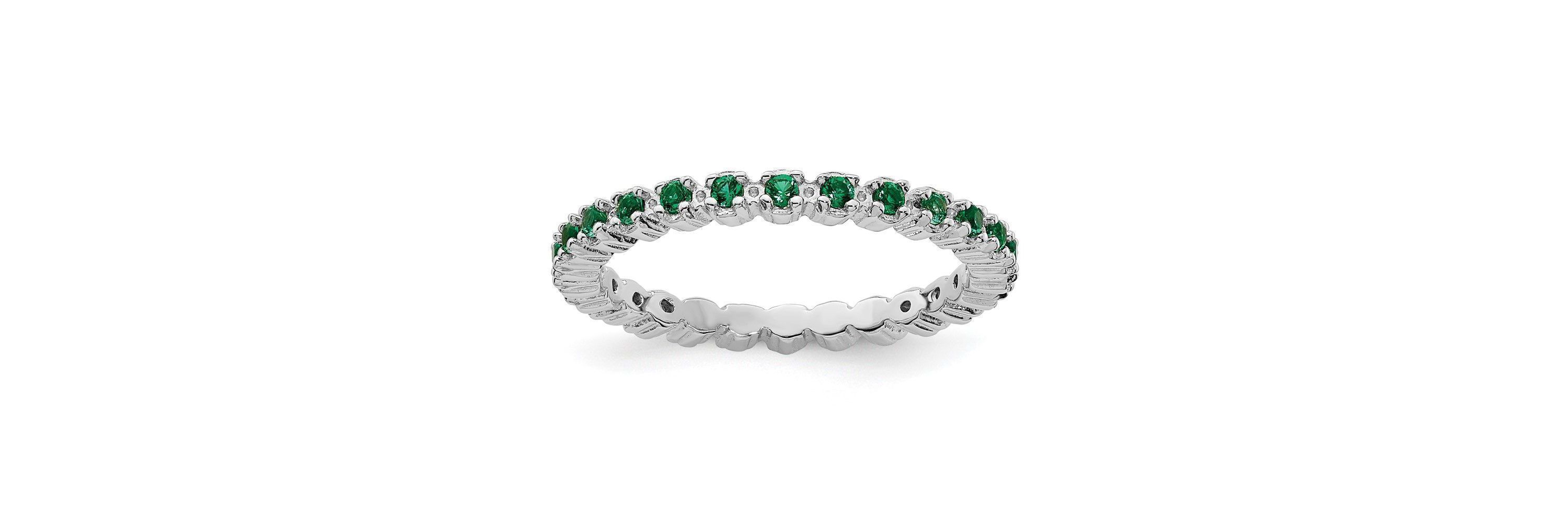 Lab Created 1/3 ct. t.w. Created Emerald Stackable Expressions Ring in Sterling Silver