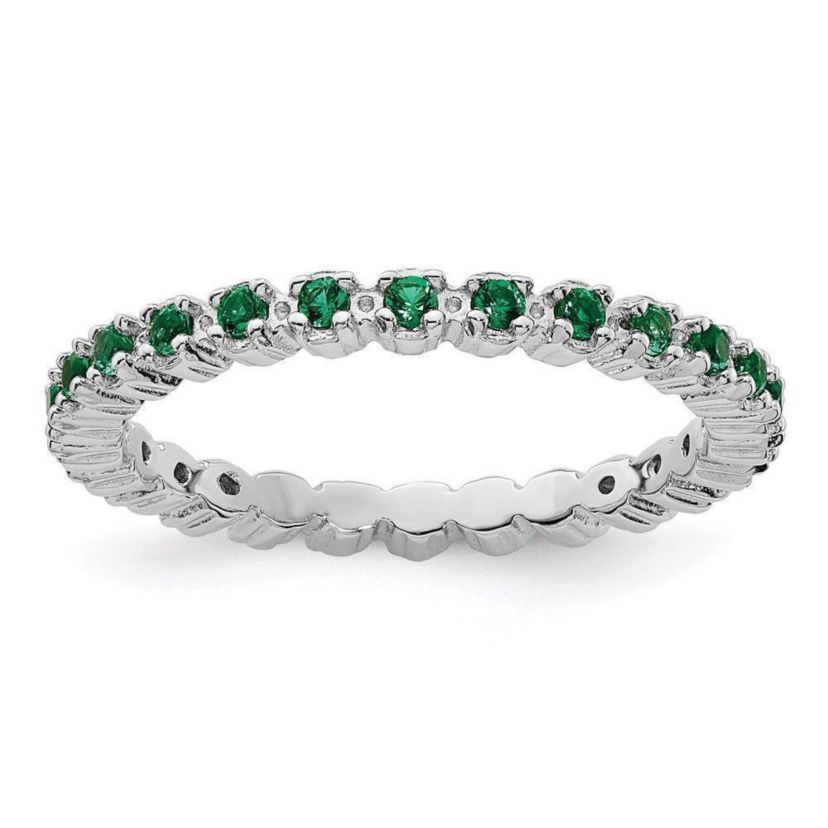 Lab Created 1/3 ct. t.w. Created Emerald Stackable Expressions Ring in Sterling Silver