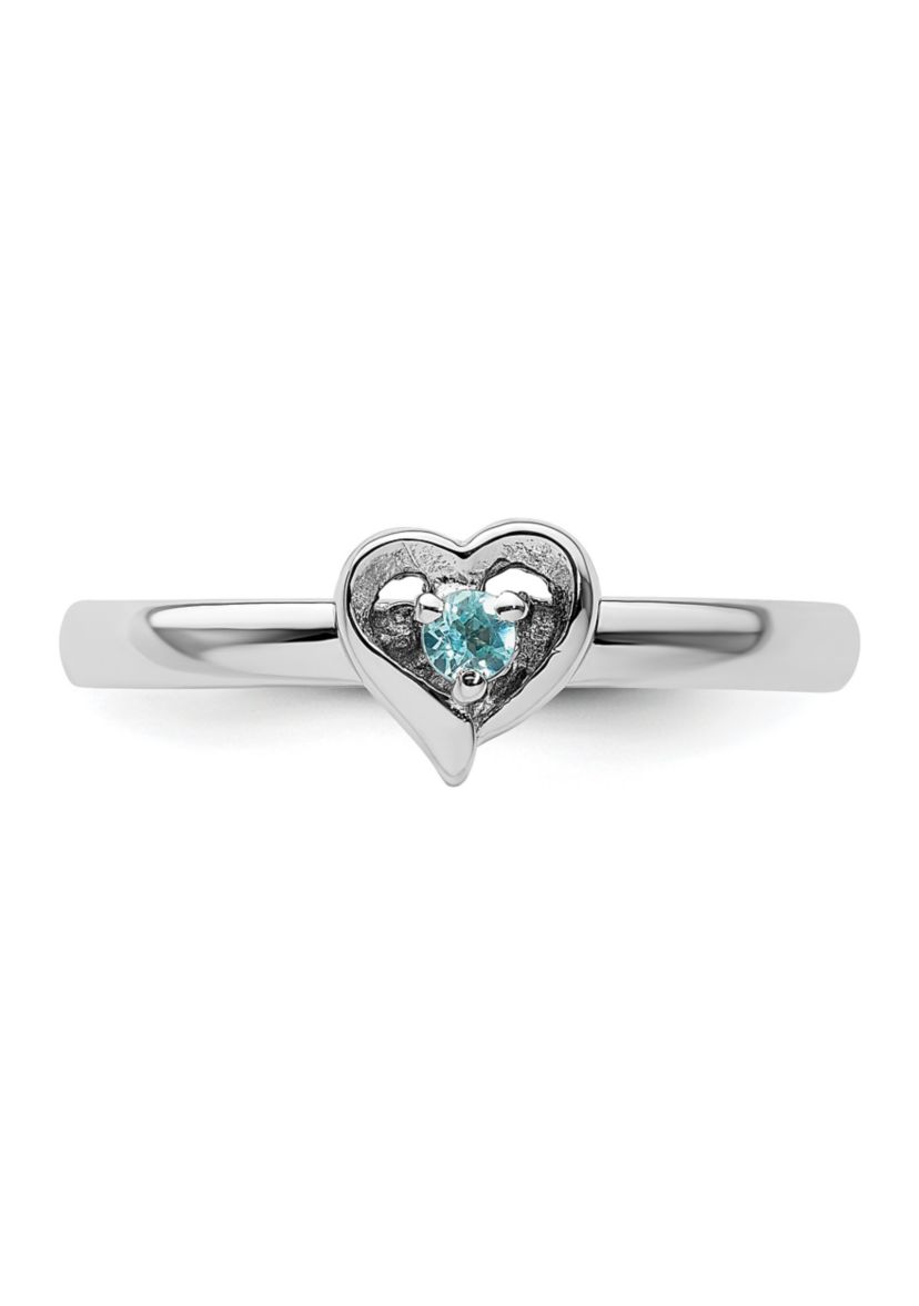1/10 ct. t.w. Blue Topaz Stackable Expressions Heart Ring in Sterling Silver