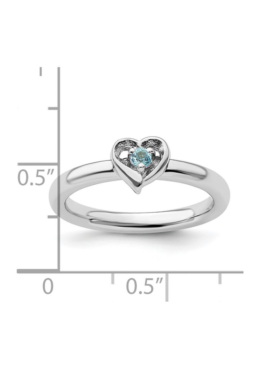 1/10 ct. t.w. Blue Topaz Stackable Expressions Heart Ring in Sterling Silver