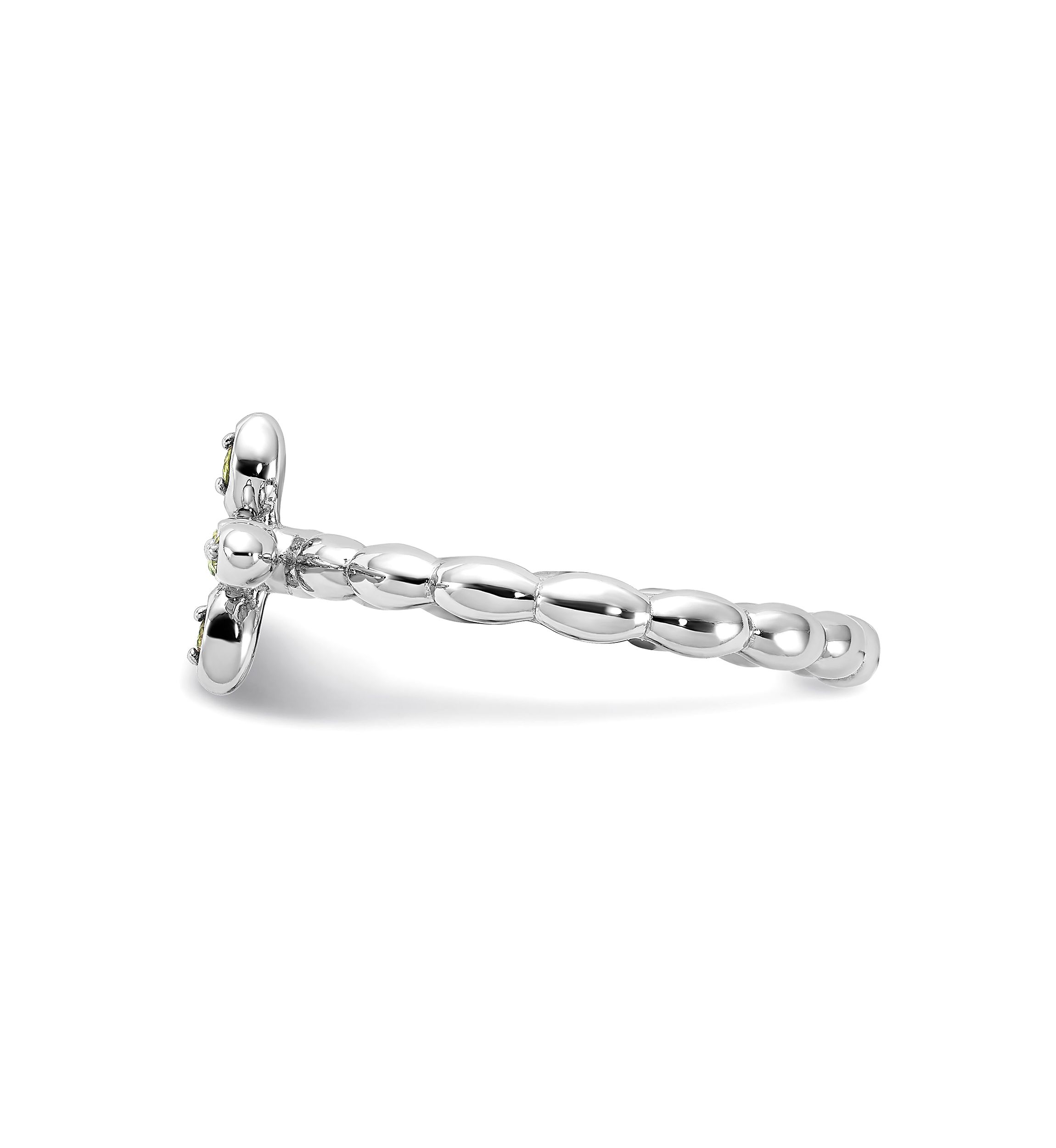 1/10 ct. t.w. Peridot Stackable Expressions Rhodium Plated Cross Ring in Sterling Silver