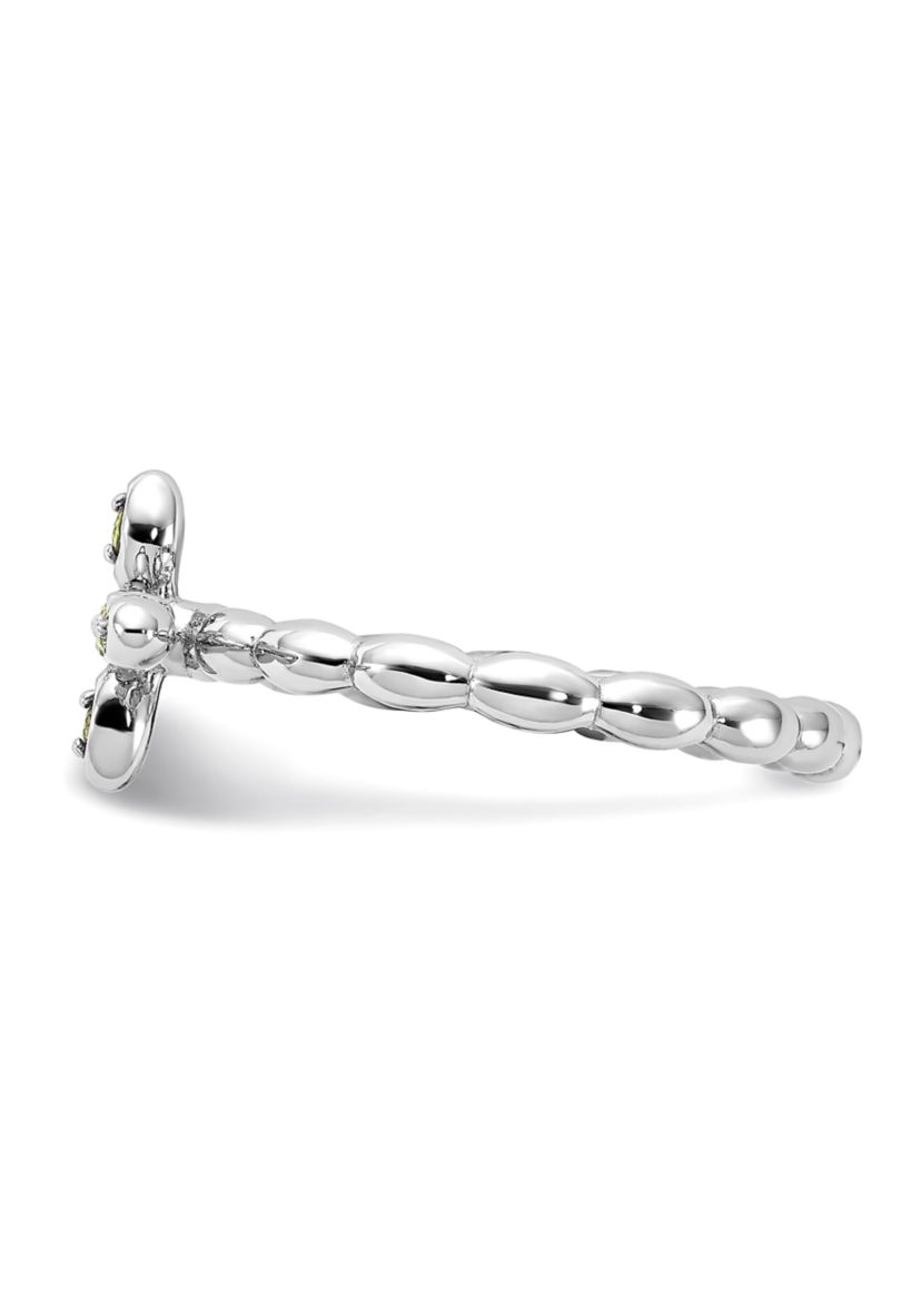 1/10 ct. t.w. Peridot Stackable Expressions Rhodium Plated Cross Ring in Sterling Silver