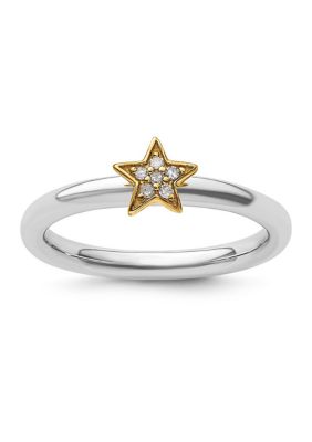 Belk & Co 0.036 ct. t.w. Diamond Stackable Expression Yellow Gold-plated Star Ring in Sterling Silver