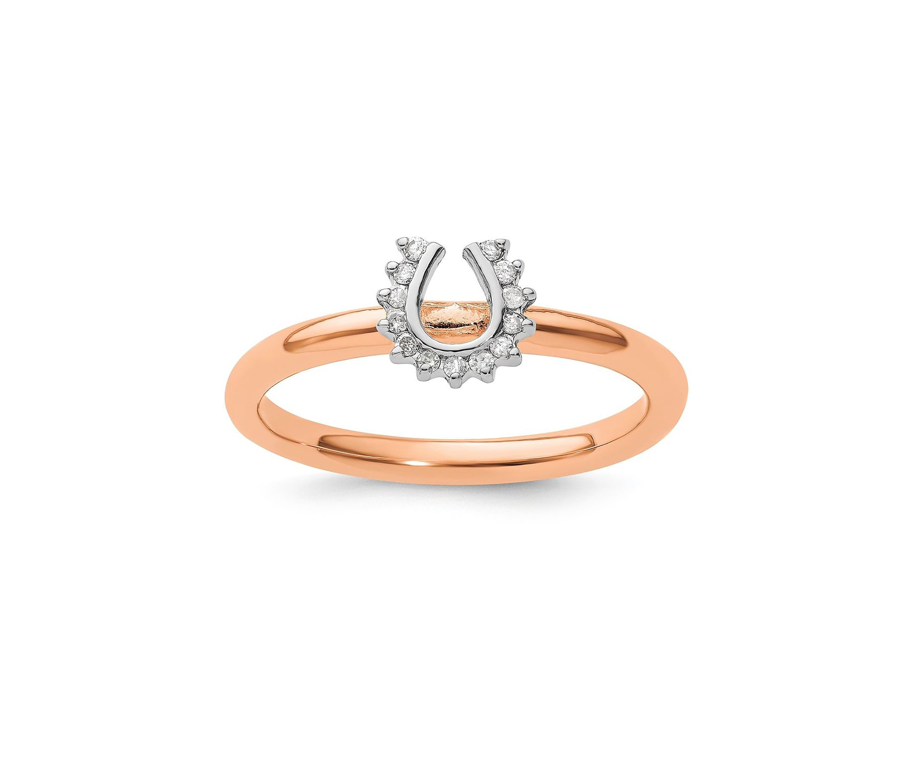 0.07 ct. t.w. Diamond Stackable Expressions Pink-plated Horseshoe Ring in Sterling Silver