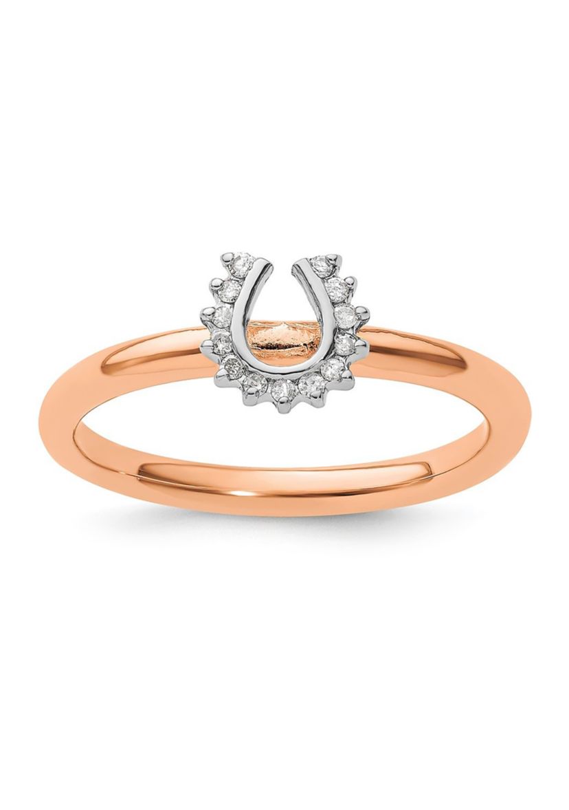 0.07 ct. t.w. Diamond Stackable Expressions Pink-plated Horseshoe Ring in Sterling Silver