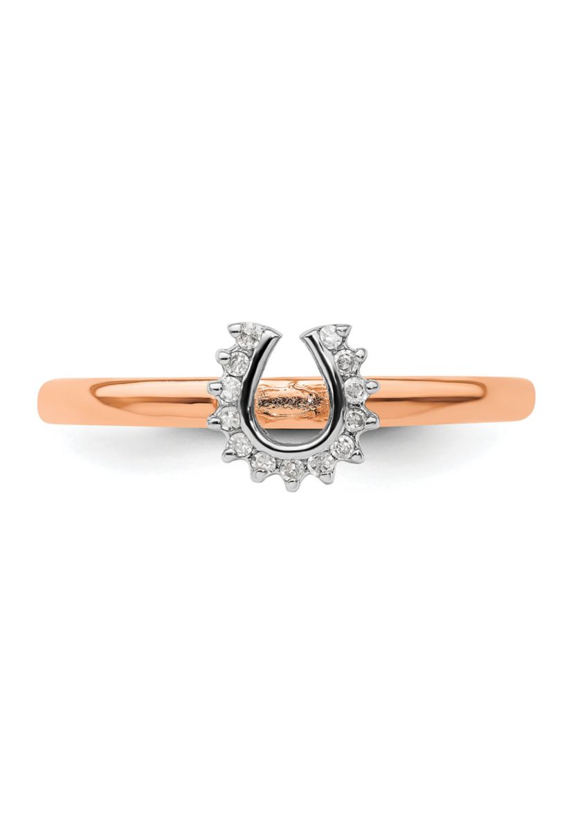0.07 ct. t.w. Diamond Stackable Expressions Pink-plated Horseshoe Ring in Sterling Silver