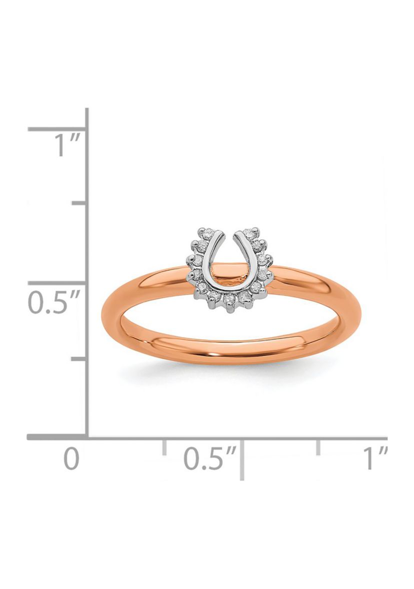 0.07 ct. t.w. Diamond Stackable Expressions Pink-plated Horseshoe Ring in Sterling Silver