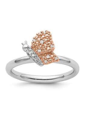 Belk & Co 0.05 ct. t.w. Diamond Stackable Expressions Rose Gold-plated Butterfly Ring in Sterling Silver