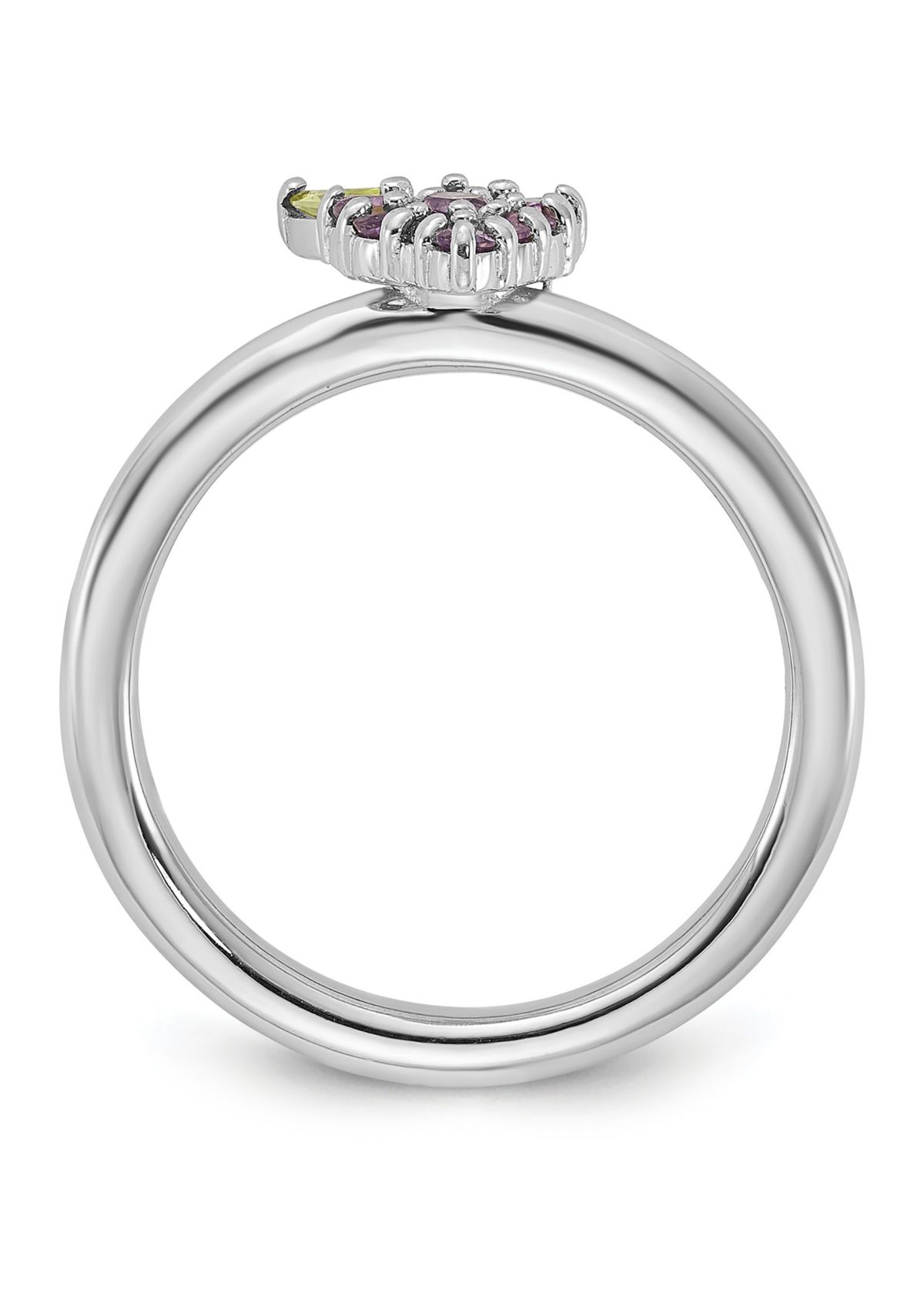 1/4 ct. t.w. Amethyst and Peridot Stackable Expressions Rhodium-plated Grapes Ring in Sterling Silver