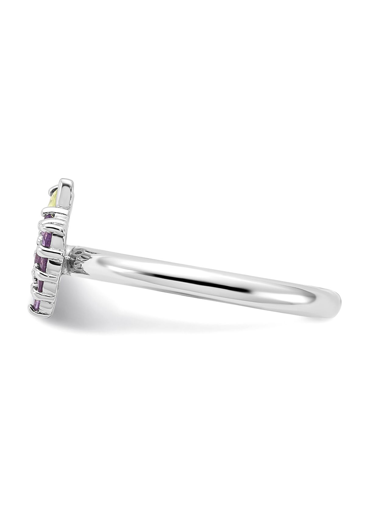 1/4 ct. t.w. Amethyst and Peridot Stackable Expressions Rhodium-plated Grapes Ring in Sterling Silver