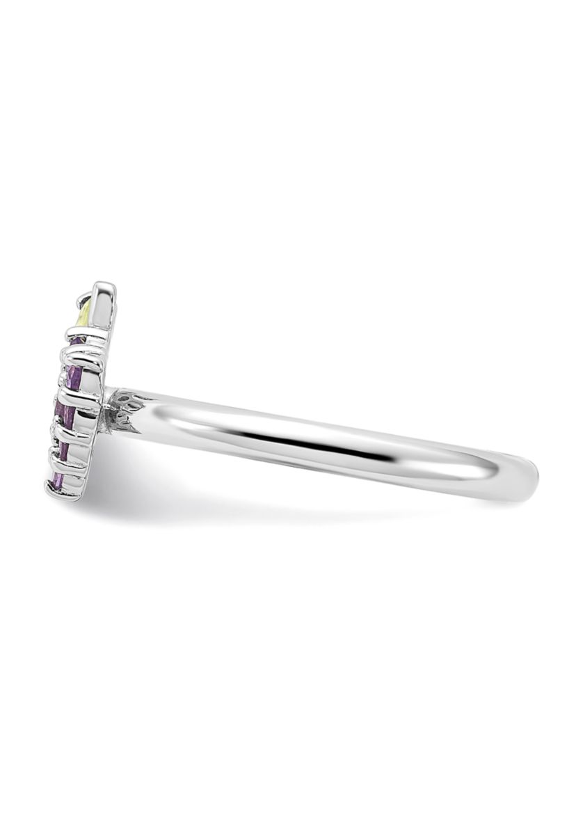 1/4 ct. t.w. Amethyst and Peridot Stackable Expressions Rhodium-plated Grapes Ring in Sterling Silver