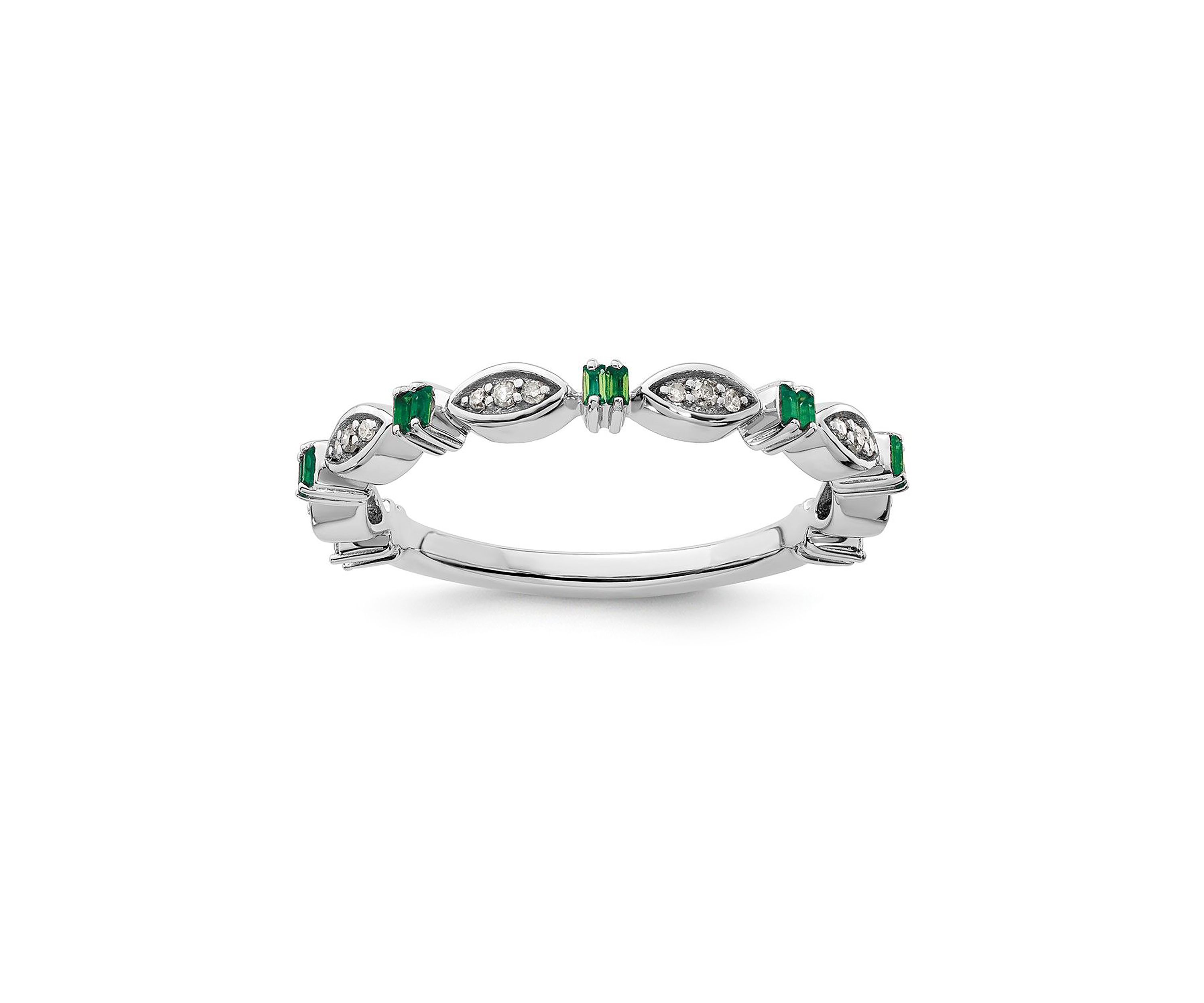 1/10 ct. t.w. Lab Created Emerald and 1/10 ct. t.w. Diamond Stackable Expressions Ring in Sterling Silver