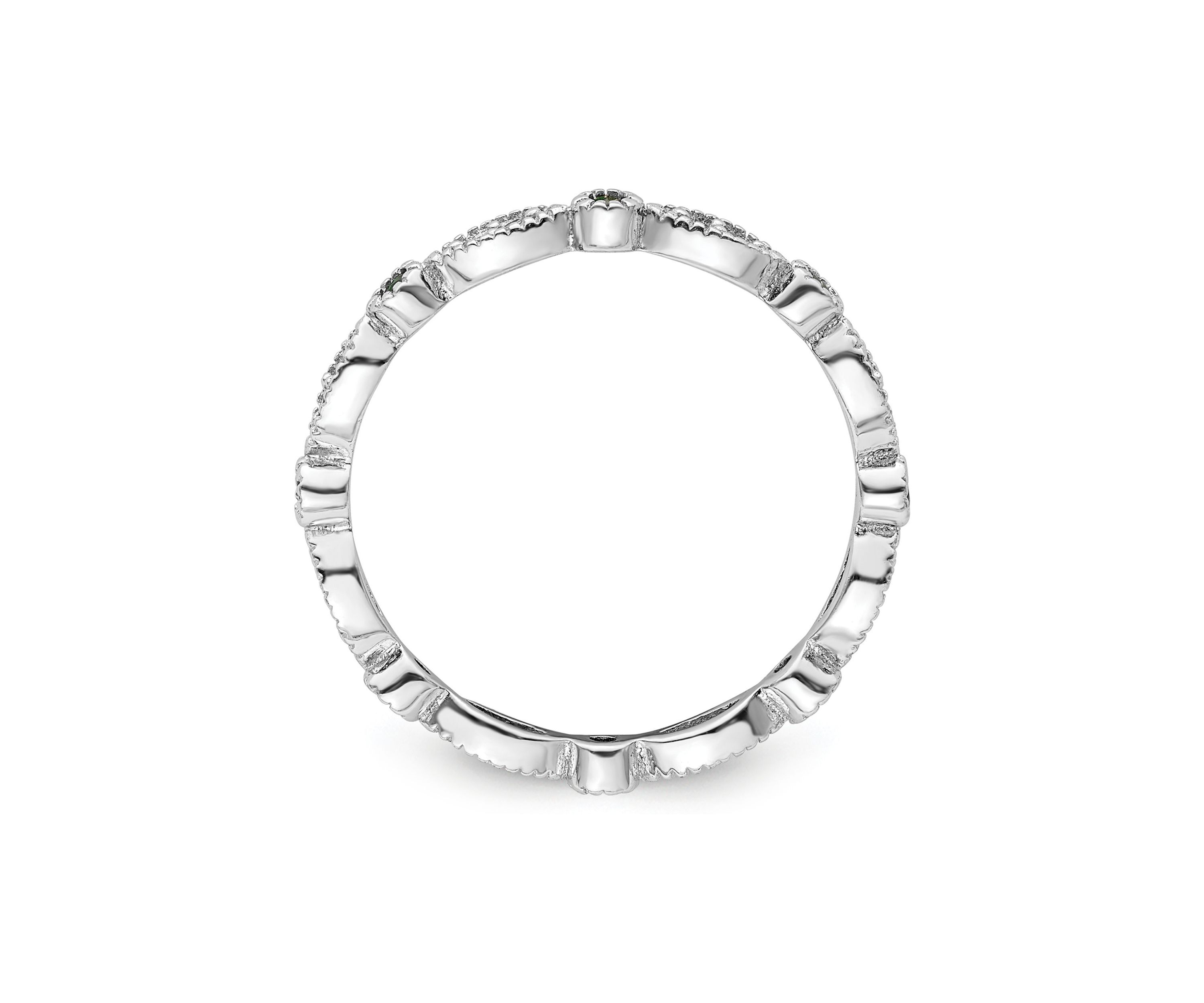1/10 ct. t.w. Lab Created Emerald and 1/10 ct. t.w. Diamond Stackable Expressions Ring in Sterling Silver