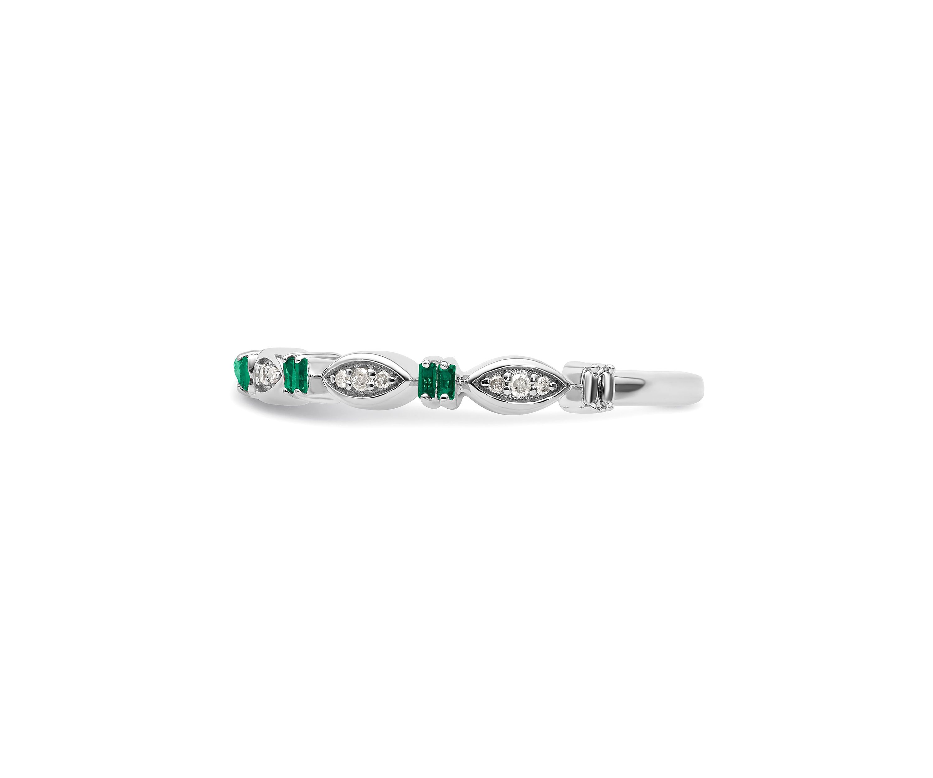 1/10 ct. t.w. Lab Created Emerald and 1/10 ct. t.w. Diamond Stackable Expressions Ring in Sterling Silver