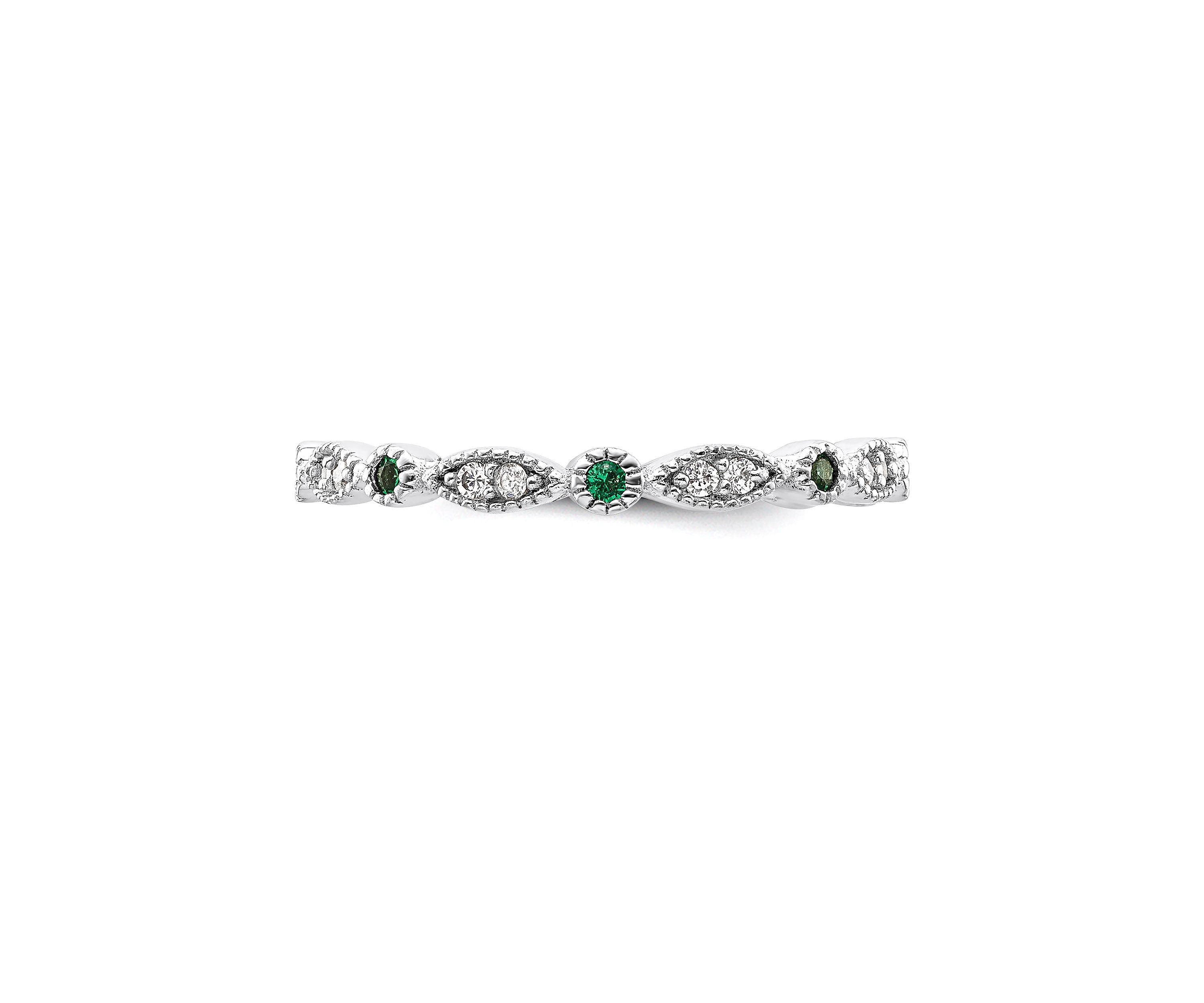 1/10 ct. t.w. Lab Created Emerald and 1/10 ct. t.w. Diamond Stackable Expressions Ring in Sterling Silver