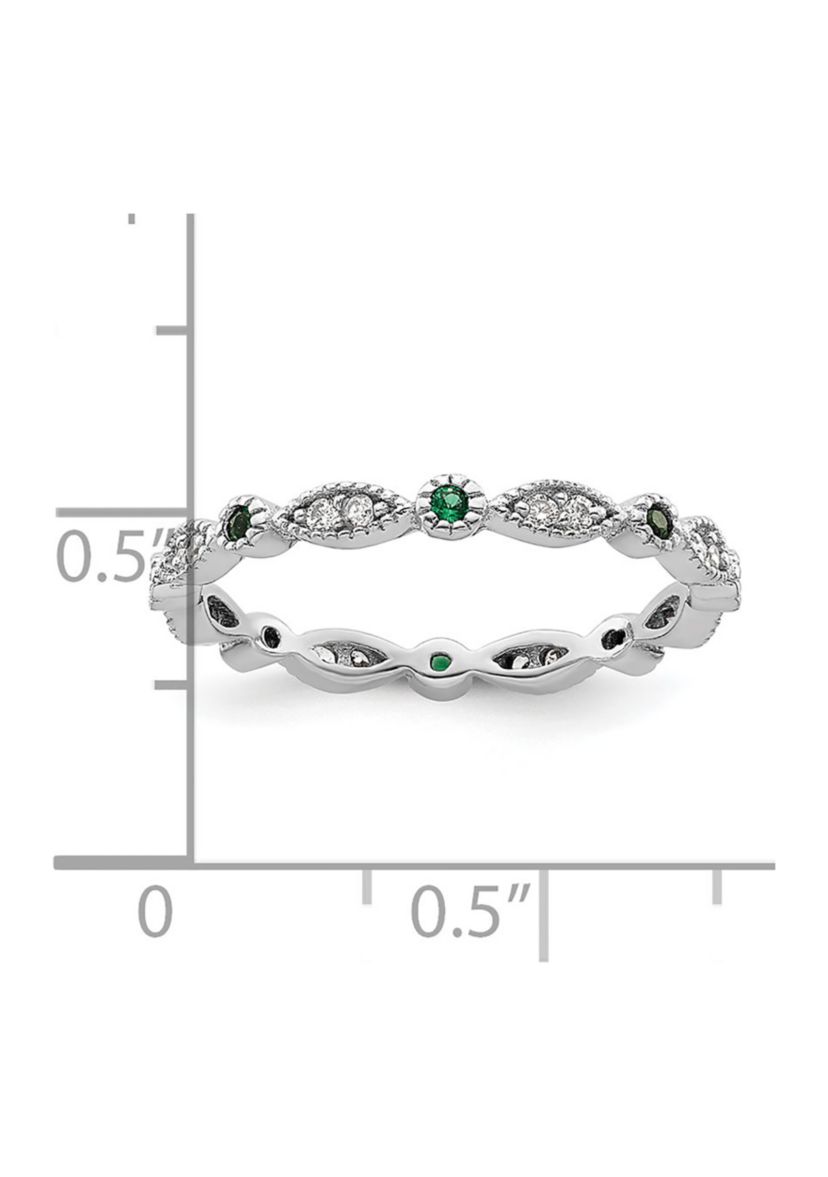 1/10 ct. t.w. Lab Created Emerald and 1/10 ct. t.w. Diamond Stackable Expressions Ring in Sterling Silver