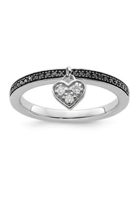 Belk & Co 1/8 ct. t.w. Black and White Diamond Stackable Expressions Heart Ring in Sterling Silver, 10