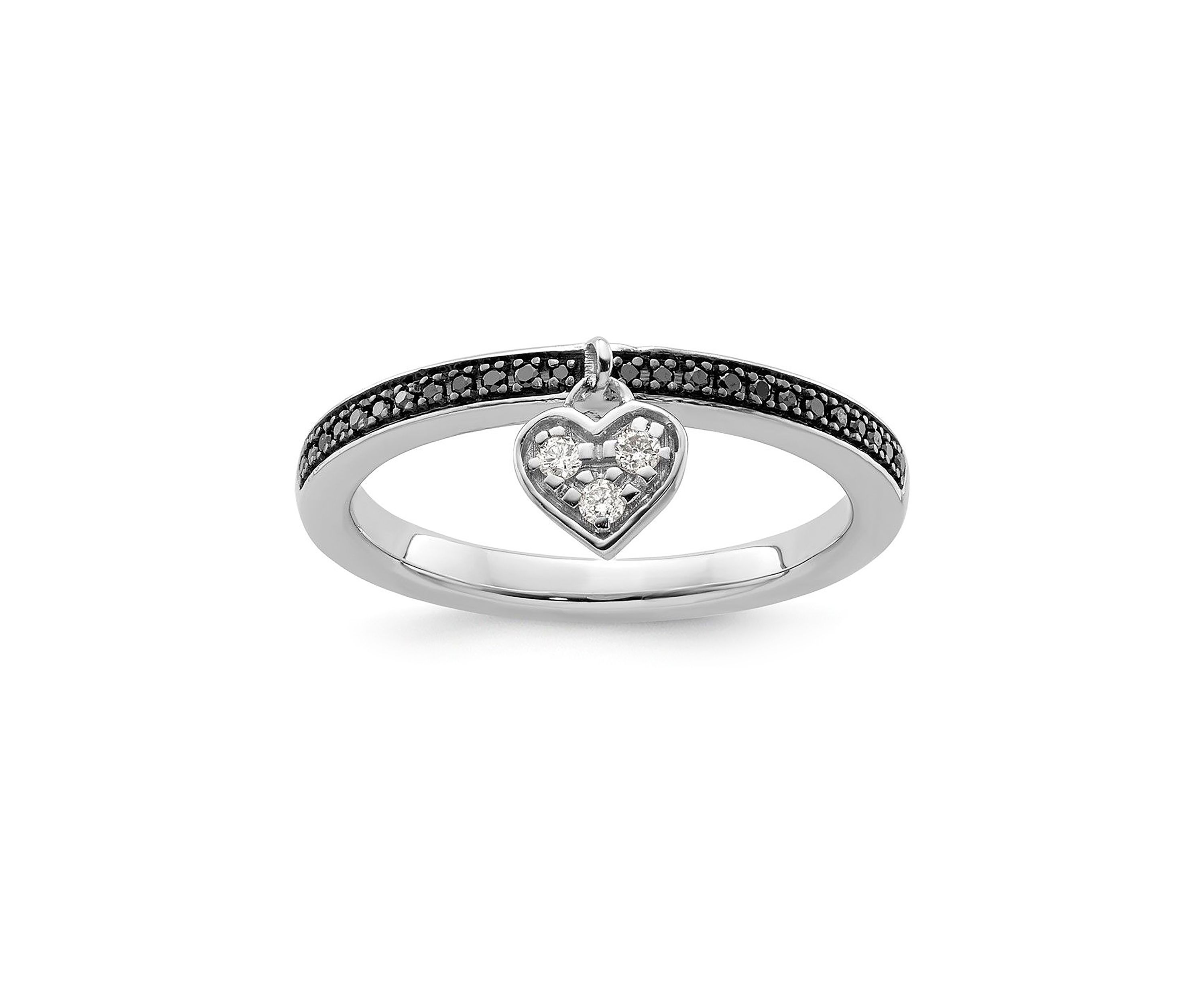 1/8 ct. t.w. Black and White Diamond Stackable Expressions Heart Ring in Sterling Silver