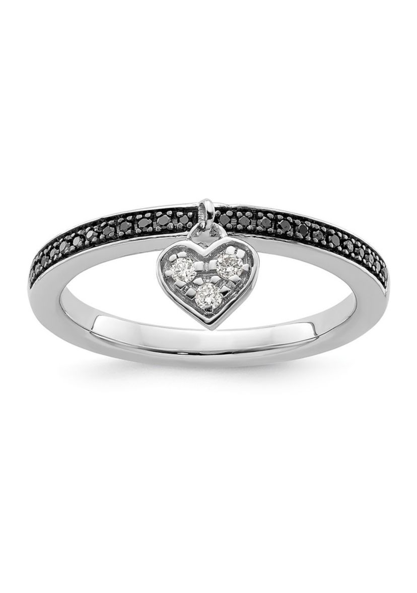 1/8 ct. t.w. Black and White Diamond Stackable Expressions Heart Ring in Sterling Silver