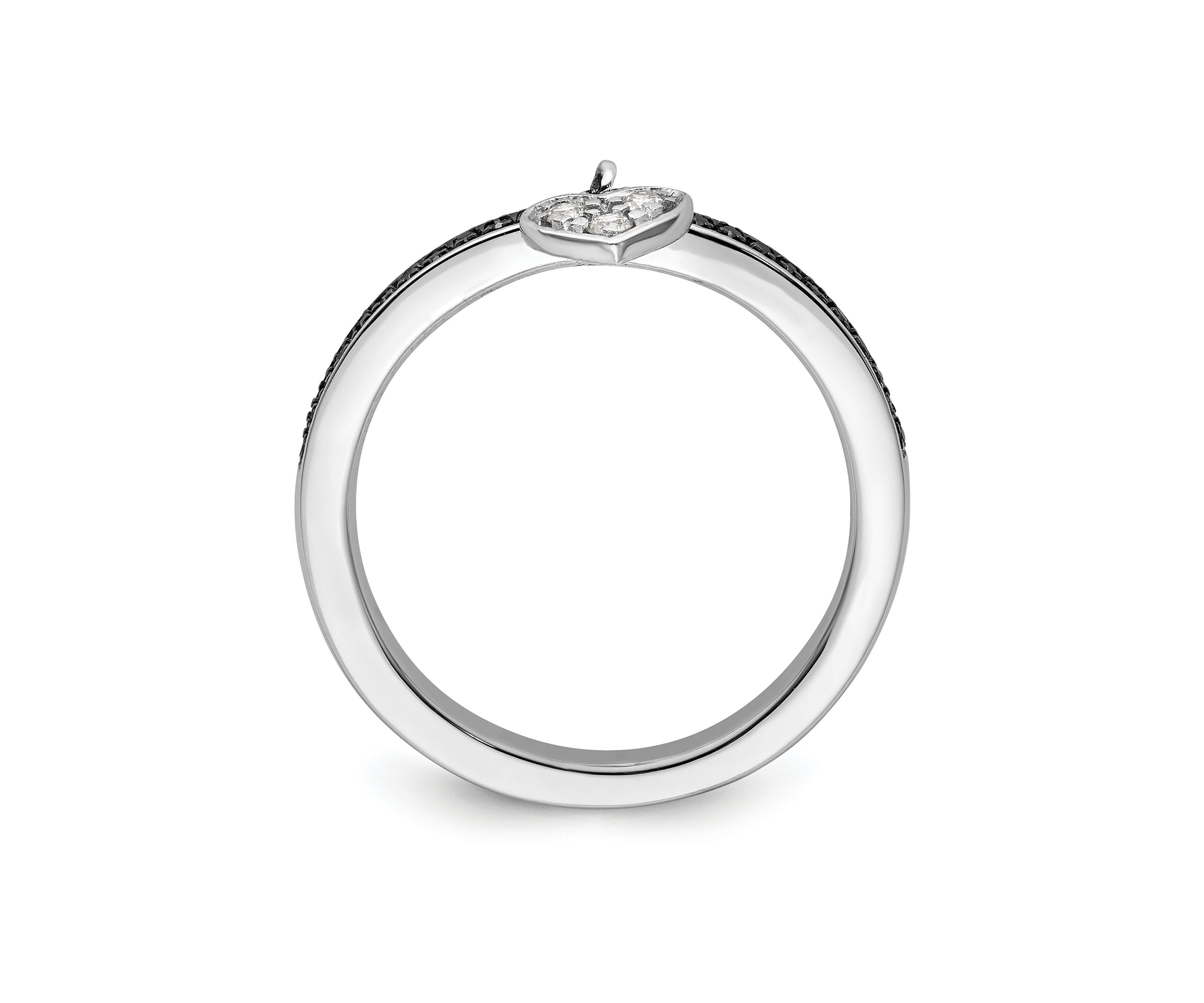 1/8 ct. t.w. Black and White Diamond Stackable Expressions Heart Ring in Sterling Silver