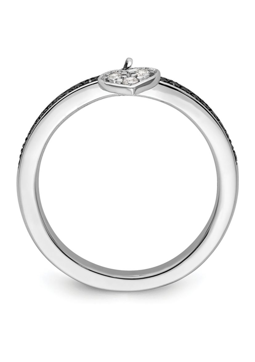 1/8 ct. t.w. Black and White Diamond Stackable Expressions Heart Ring in Sterling Silver