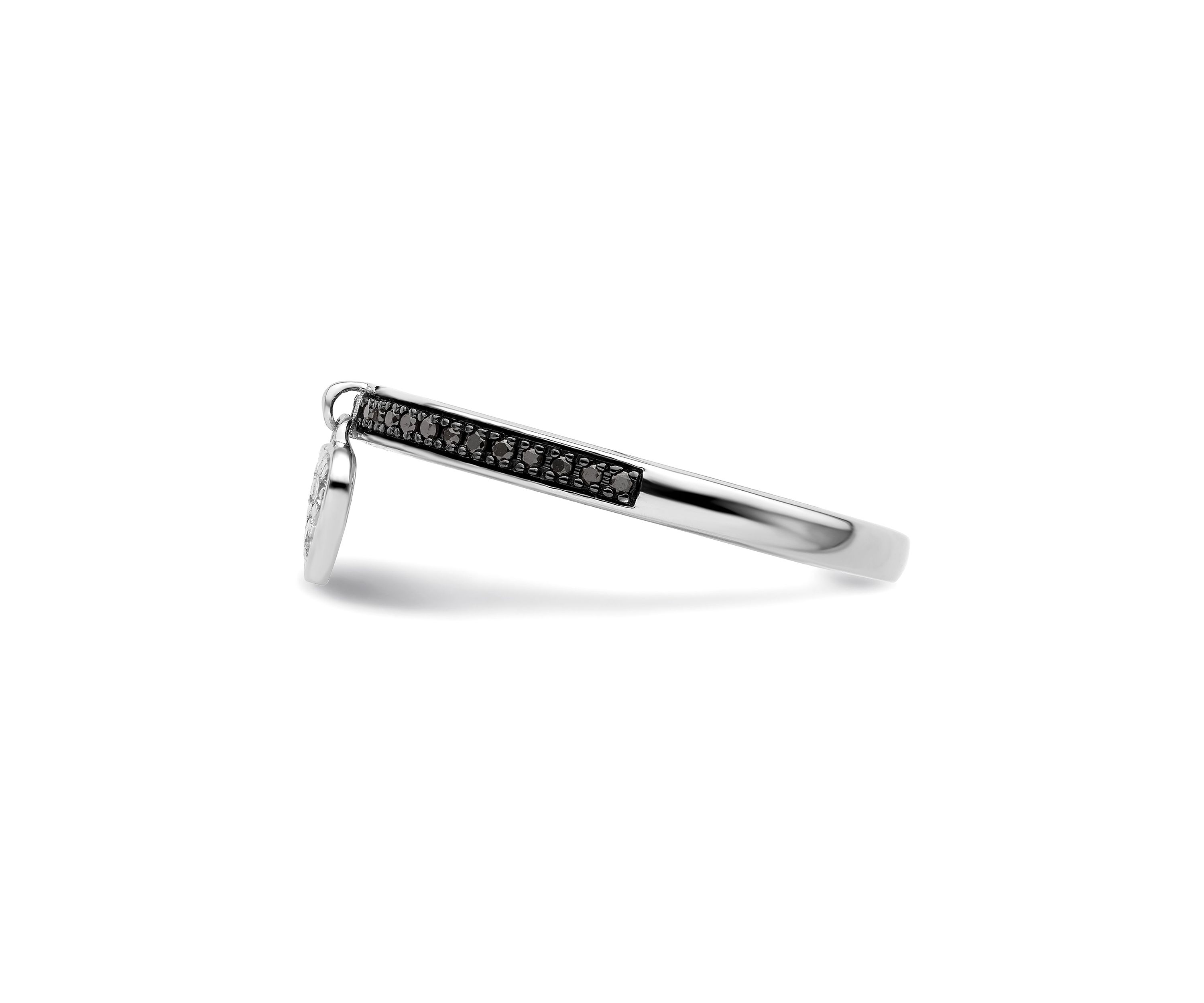1/8 ct. t.w. Black and White Diamond Stackable Expressions Heart Ring in Sterling Silver