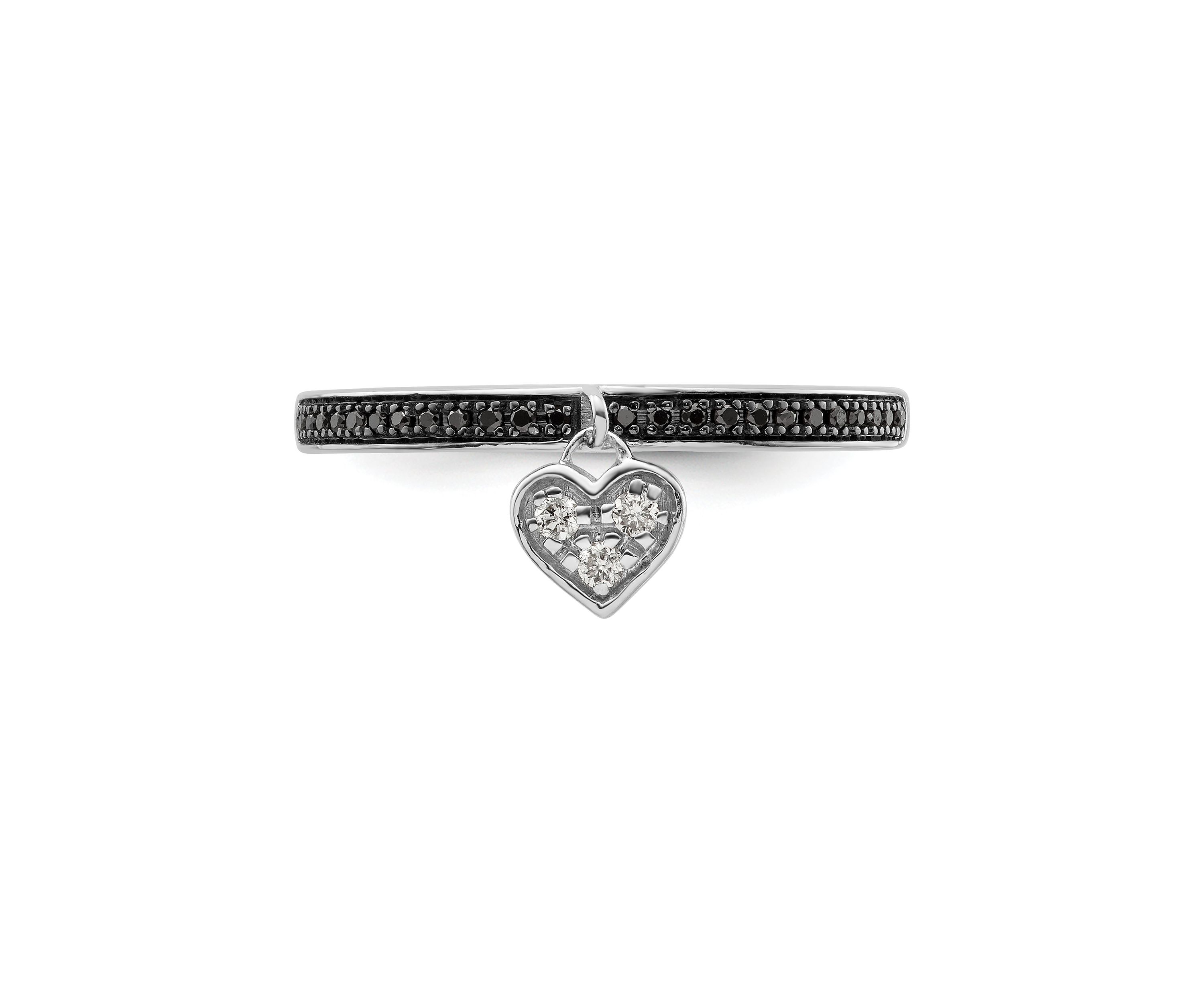 1/8 ct. t.w. Black and White Diamond Stackable Expressions Heart Ring in Sterling Silver