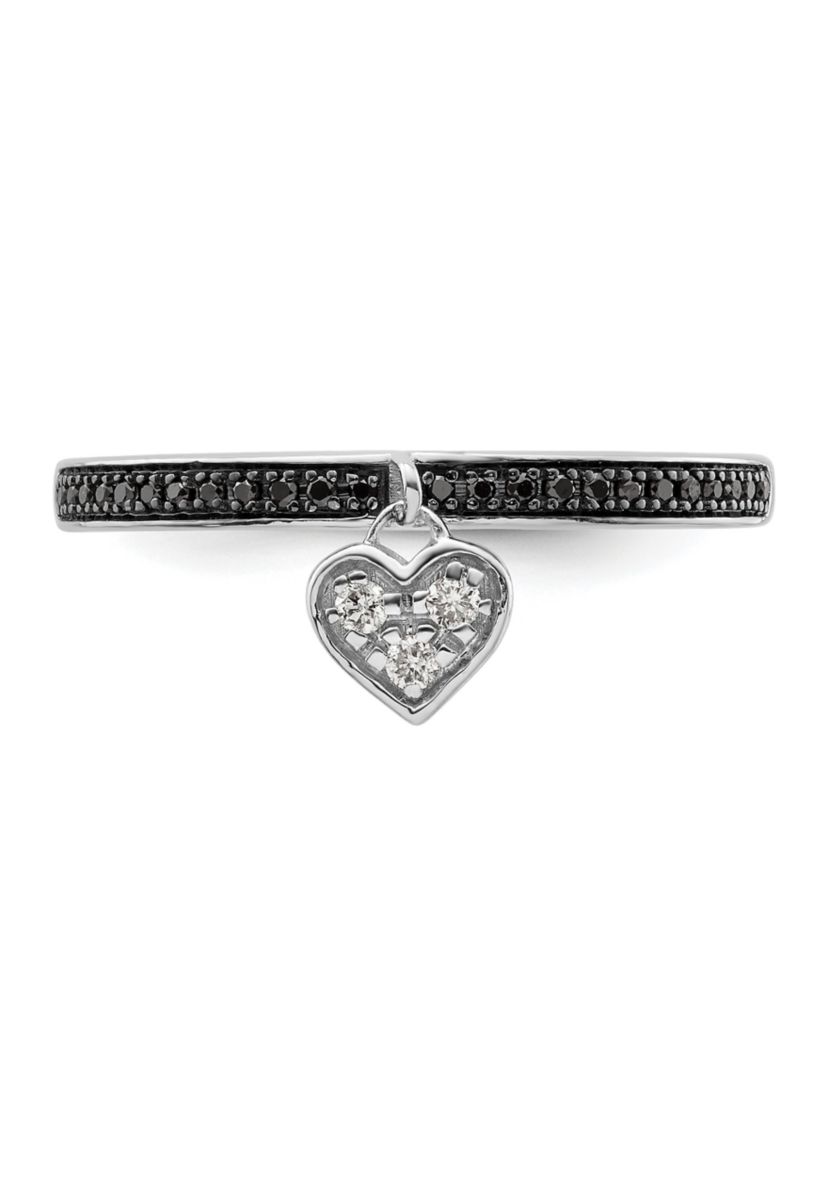 1/8 ct. t.w. Black and White Diamond Stackable Expressions Heart Ring in Sterling Silver