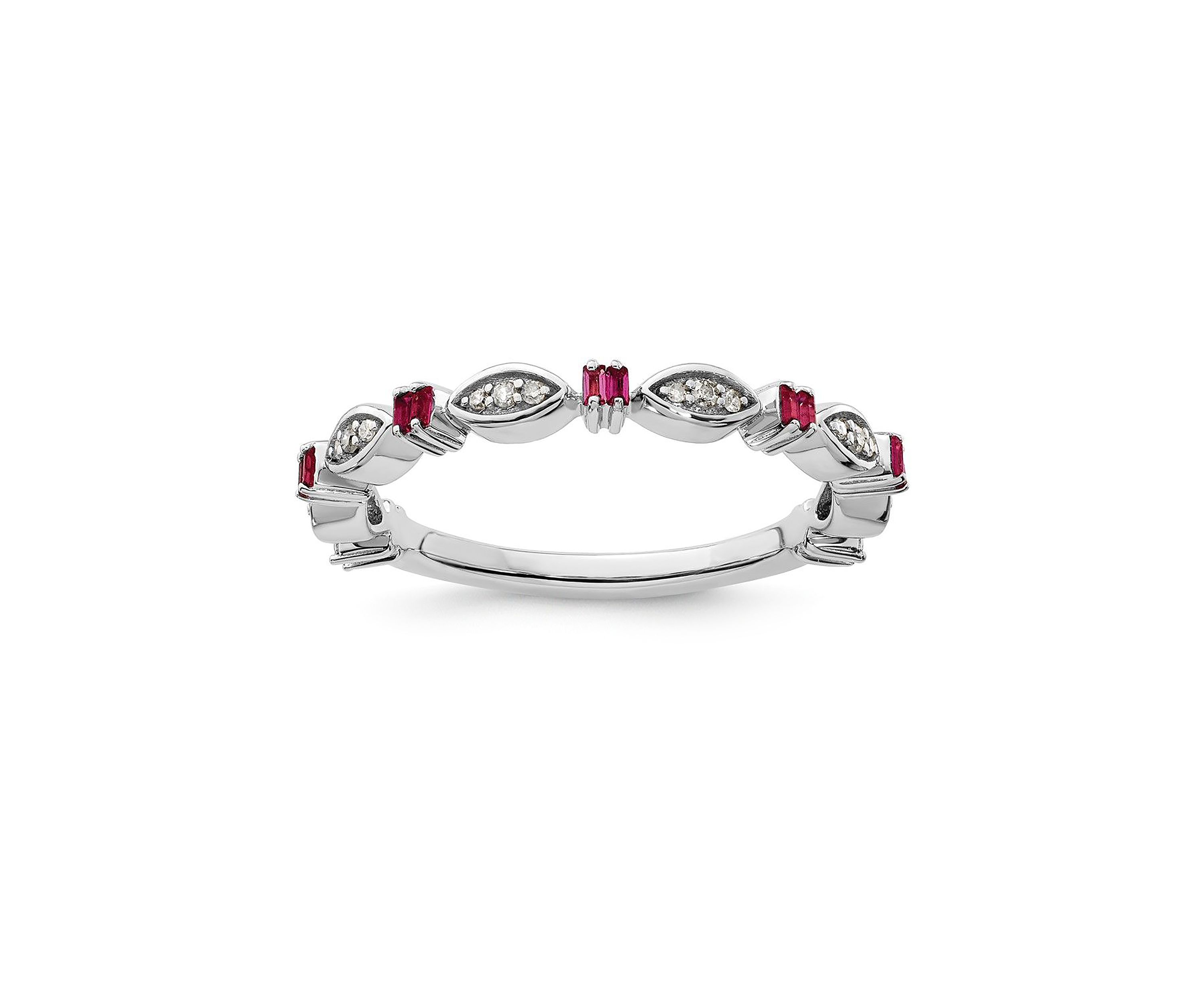 1/8 ct. t.w. Lab Created Ruby and 1/10 ct. t.w. Diamond Stackable Expressions Ring in Sterling Silver
