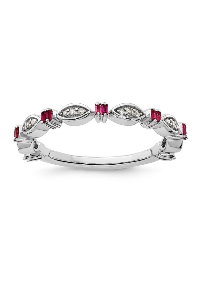 1/8 ct. t.w. Lab Created Ruby and 1/10 ct. t.w. Diamond Stackable Expressions Ring in Sterling Silver