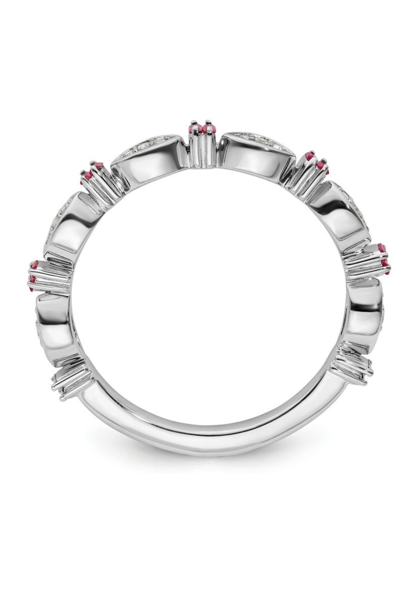 1/8 ct. t.w. Lab Created Ruby and 1/10 ct. t.w. Diamond Stackable Expressions Ring in Sterling Silver
