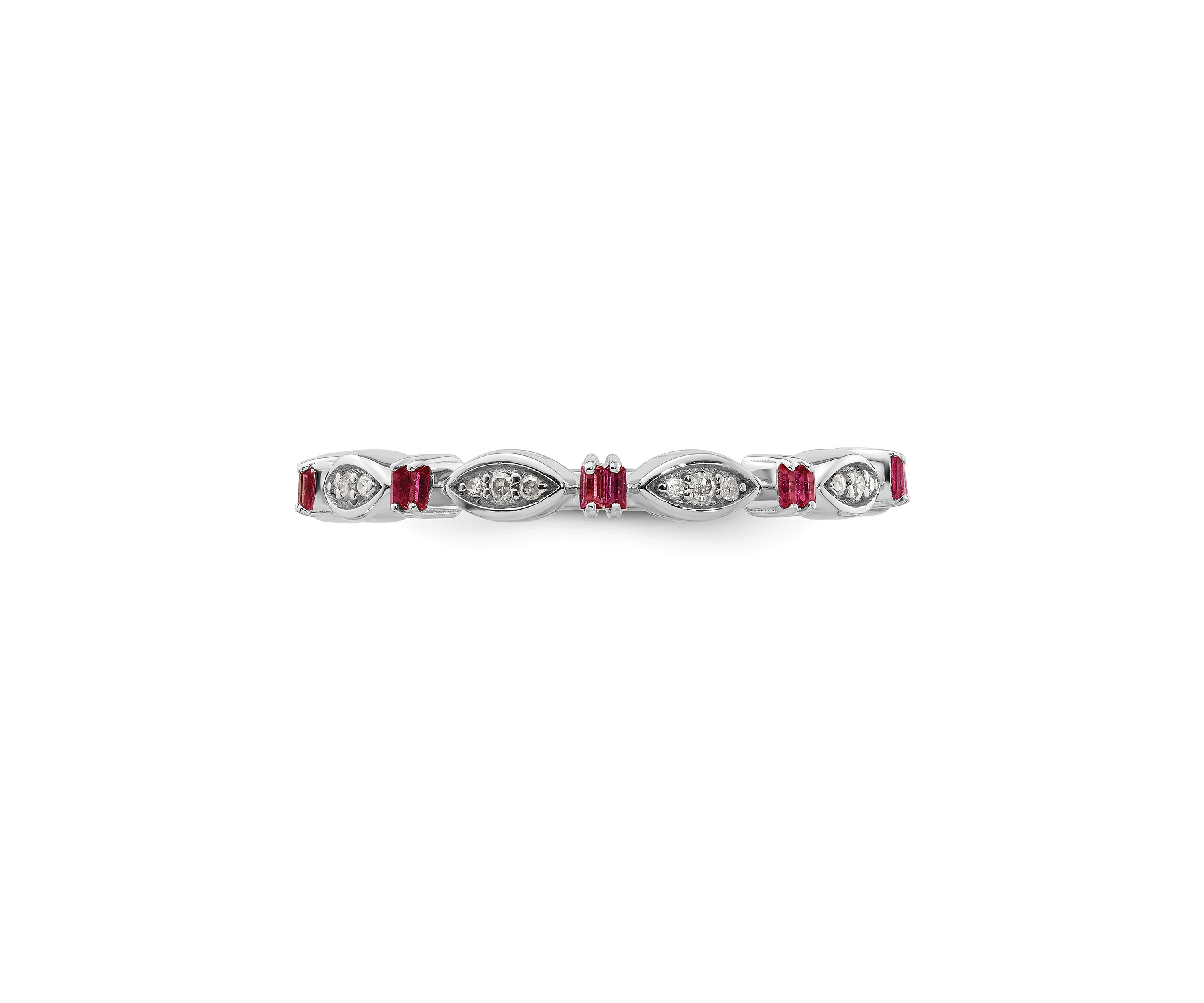 1/8 ct. t.w. Lab Created Ruby and 1/10 ct. t.w. Diamond Stackable Expressions Ring in Sterling Silver