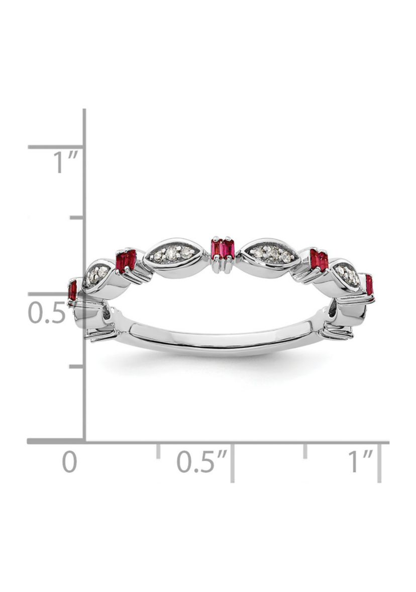 1/8 ct. t.w. Lab Created Ruby and 1/10 ct. t.w. Diamond Stackable Expressions Ring in Sterling Silver
