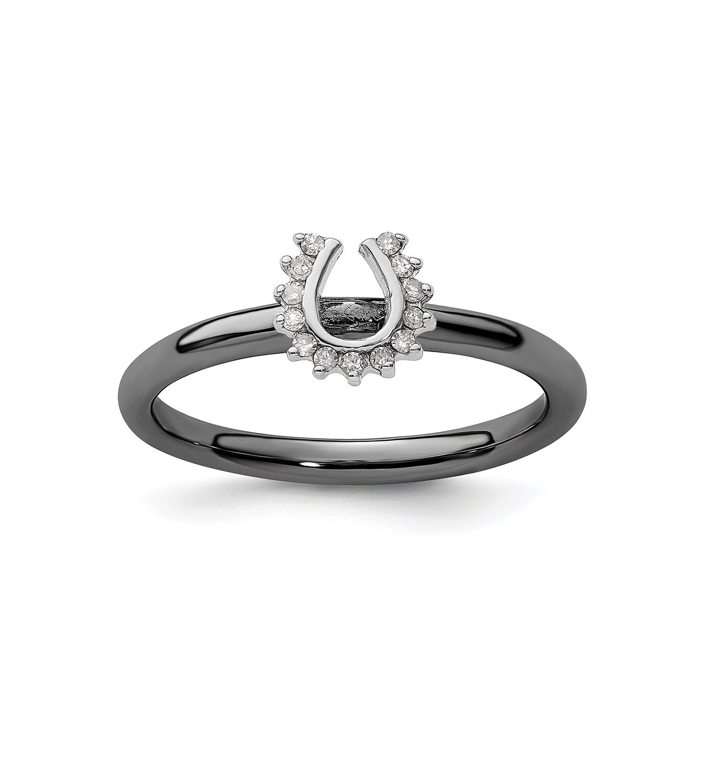 1/10 ct. t.w. Diamond Stackable Expressions Black-plated Horseshoe Ring in Sterling Silver