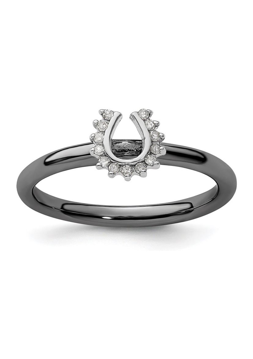 1/10 ct. t.w. Diamond Stackable Expressions Black-plated Horseshoe Ring in Sterling Silver