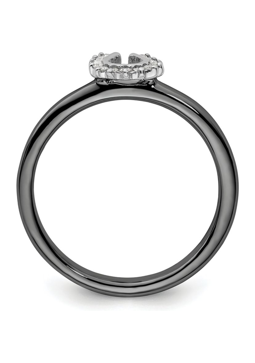 1/10 ct. t.w. Diamond Stackable Expressions Black-plated Horseshoe Ring in Sterling Silver