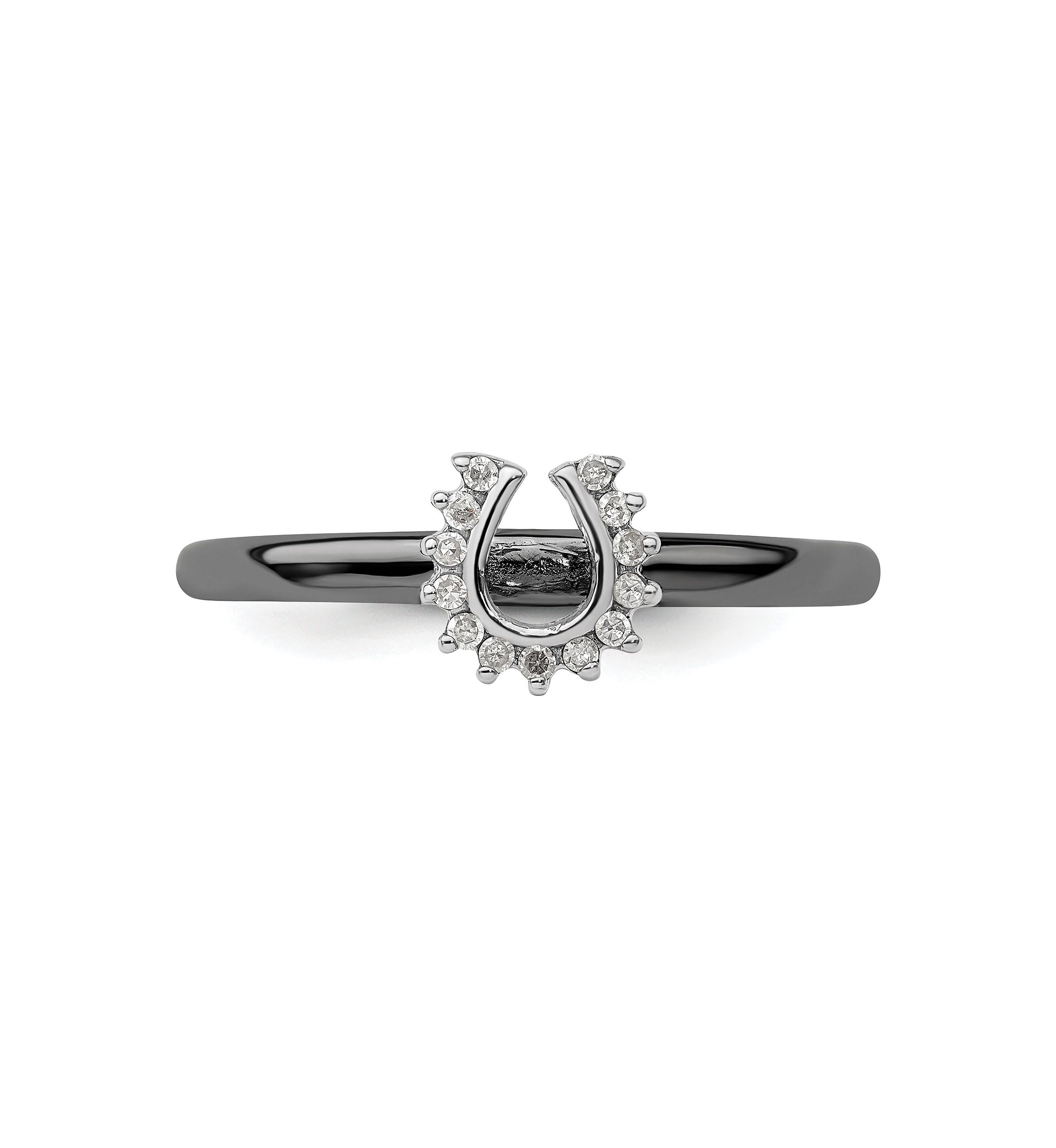 1/10 ct. t.w. Diamond Stackable Expressions Black-plated Horseshoe Ring in Sterling Silver