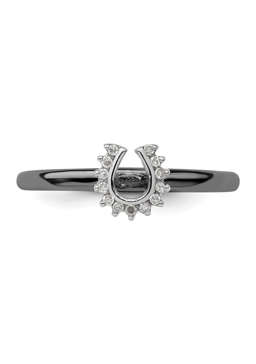 1/10 ct. t.w. Diamond Stackable Expressions Black-plated Horseshoe Ring in Sterling Silver