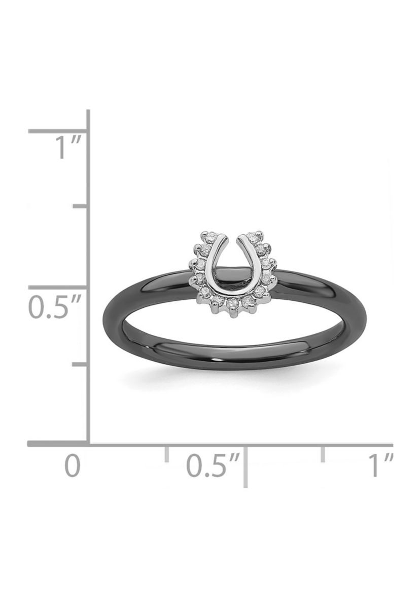 1/10 ct. t.w. Diamond Stackable Expressions Black-plated Horseshoe Ring in Sterling Silver