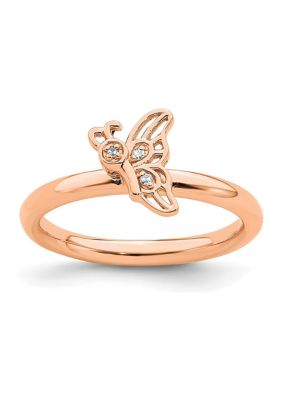 Belk & Co 0.015 ct. t.w. Diamond Stackable Expressions Rose Gold-plated Butterfly Ring in Sterling Silver