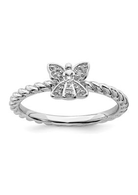 Belk & Co 0.035 ct. t.w. Diamond Stackable Expressions Polished Angel Ring in Sterling Silver, White, 6